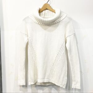 Rachel Zoe Womens Winter White Funnel Turtleneck Crochet Knit Inserts Sweater XS